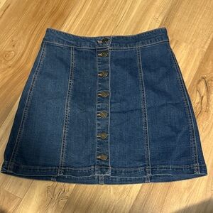 Mudd Blue Denim Mini Skirt with Button Detail